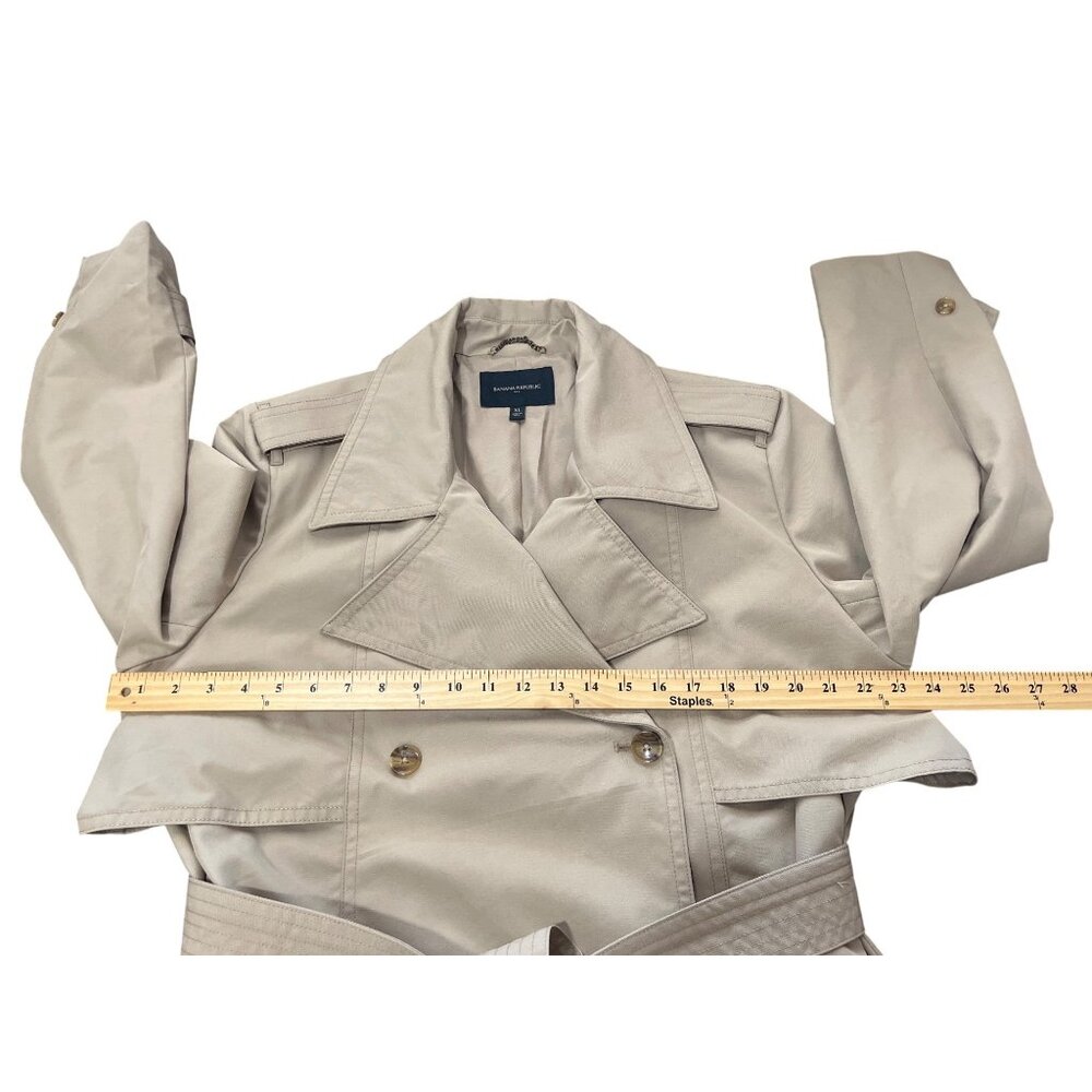 Banana Republic Classic Trench Coat Womens XL Classic Double Breasted Khaki - Picture 8 of 11